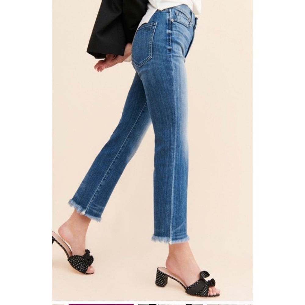 AYR Jeans The Pop Women's Blue Denim High Rise Crop Jeans Frayed Hem - long - Picture 2 of 12